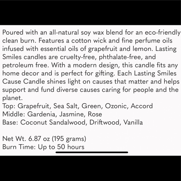 Lasting Smiles - Sea Salt and Citrus Aromatherapy Candle - Picture 4 of 4